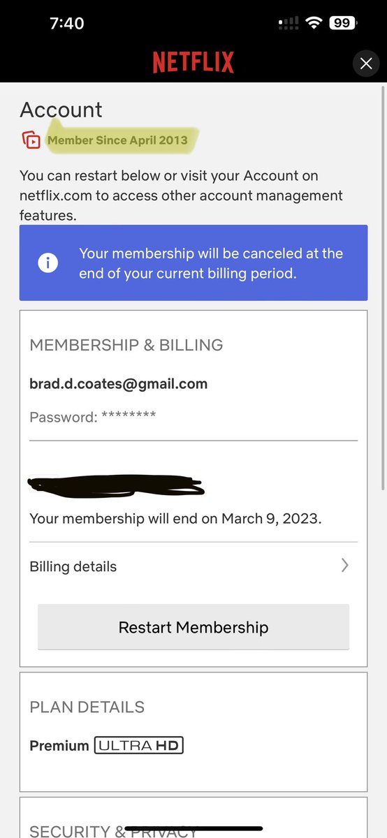 Been a loyal <a href="/netflix/">Netflix</a> customer for 10 years - no more without the ability to share a password with family members outside of the household. 

#CancelNetflix #netflixpasswordsharing