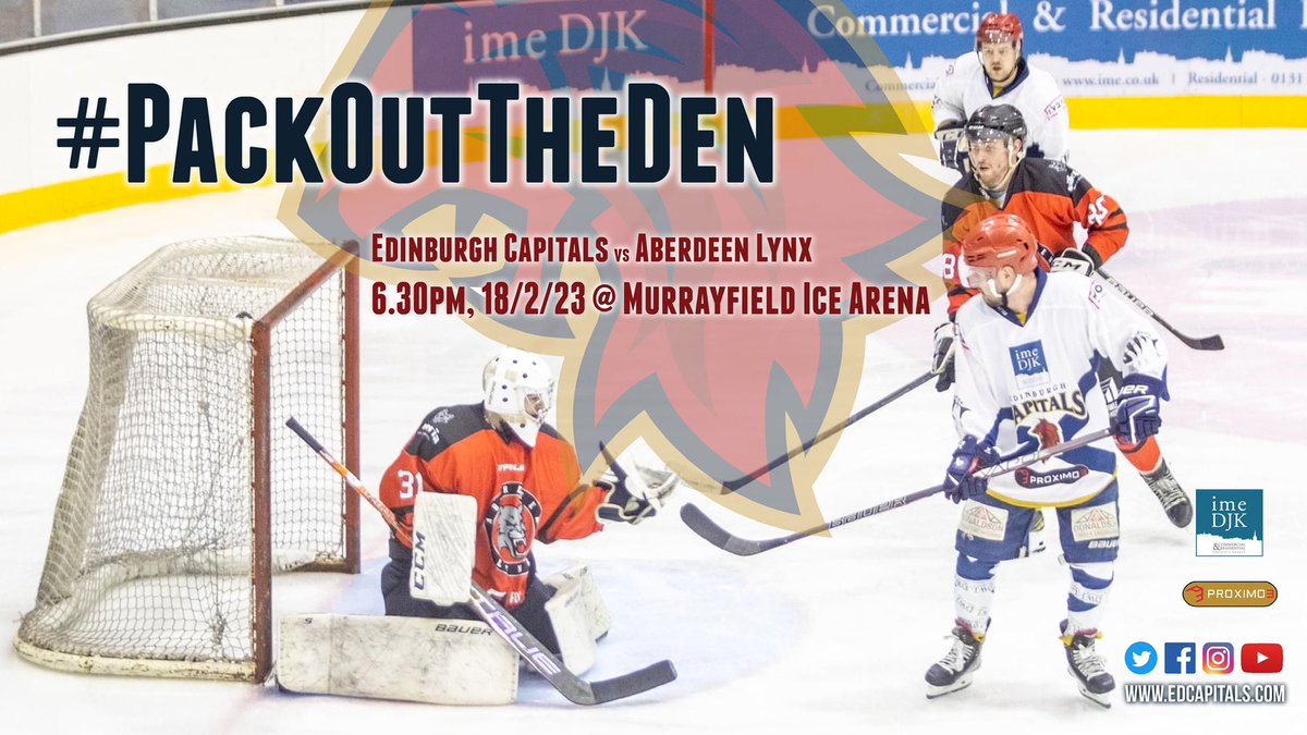 edcapitals's tweet photo. 📢 𝐓𝐇𝐈𝐒 𝐒𝐀𝐓𝐔𝐑𝐃𝐀𝐘 📢

Biggest game of the season - Get Tickets Now!🦁

📆 Saturday 18th February 
🆚 Aberdeen Lynx
🏆 Scottish National League
⌚️ 6.30pm
📍 @MurrayfieldIA 
🎟 https://t.co/1gDX1VZhAD
💳💷 Pay at door available
⛸️ Free Skating after game

#packouttheden https://t.co/iCpPv9eCtv