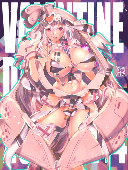バレンタイン絵でアソート袋の精霊(黒・白) 