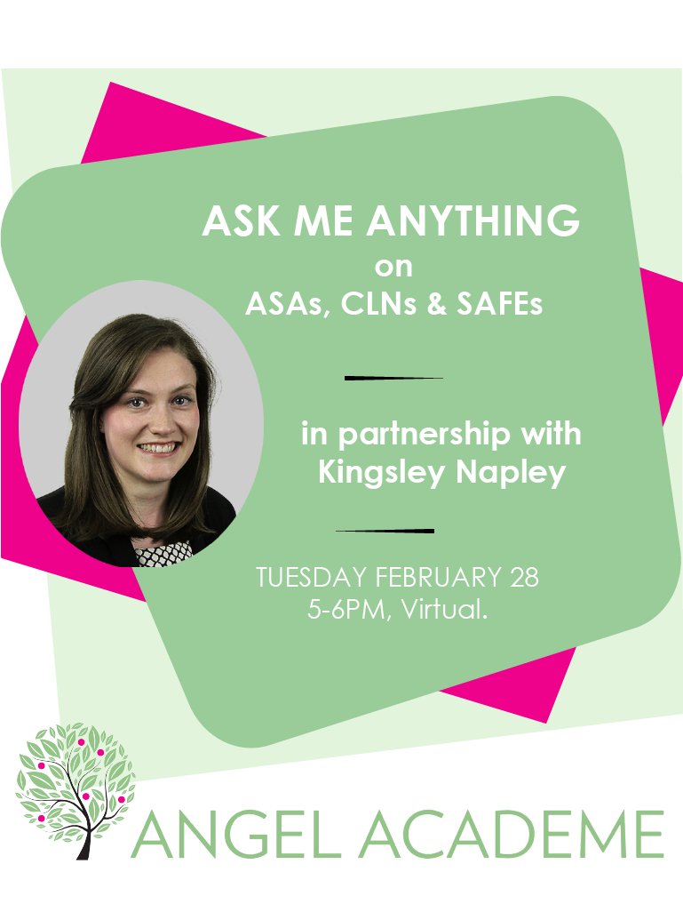 Register for our next Ask Me Anything event here: 👉us02web.zoom.us/webinar/regist… @kingsleynapley share their knowledge on all things ASA, CLN and SAFE. Ideal for all #femalefounders & #entrepreneurs as well as #startupinvestors