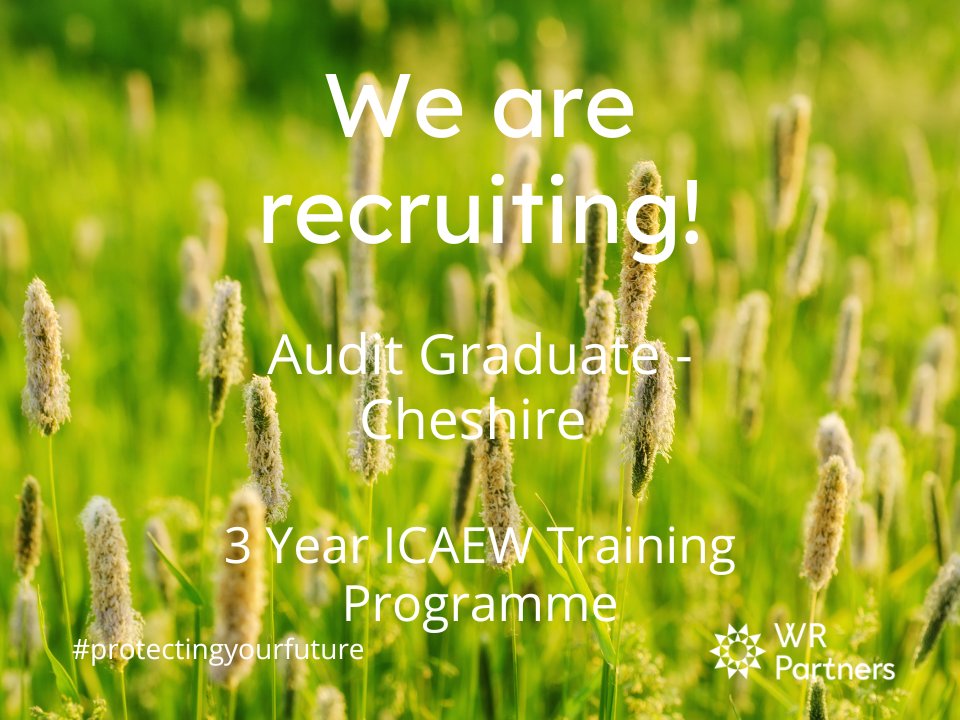 We are recruiting for Audit Graduates to join our Cheshire Team! 
If you are a recent graduate with an interest in Audit, get in touch at hr@wrpartners.co.uk or visit our website wrpartners.co.uk/join-us 

#accountancy #apprenticeship #graduates