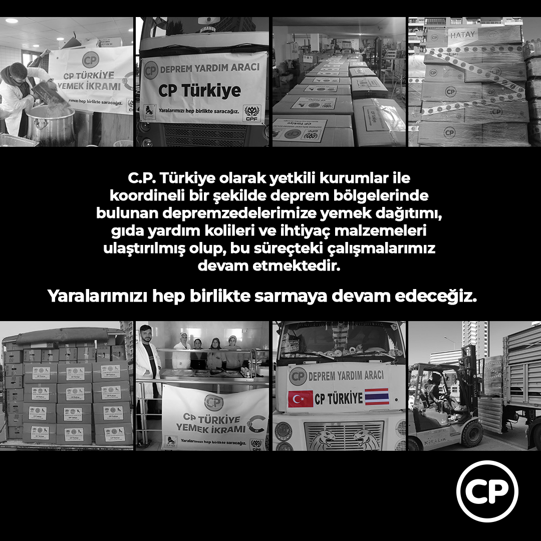 CP_Turkiye's tweet photo. C.P. Türkiye olarak yetkili kurumlarla koordineli bir şekilde deprem bölgelerinde bulunan depremzedelere yemek dağıtımı, gıda yardım kolileri ve ihtiyaç malzemeleri ulaştırılmış olup, bu süreçteki çalışmalarımız devam etmektedir.
Yaralarımızı hep birlikte sarmaya devam edeceğiz. https://t.co/Vkvjmi1Ekp