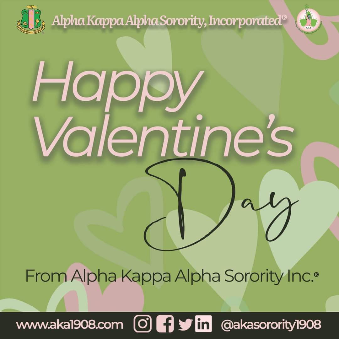 ABPhiO's tweet photo. Happy Valentine’s Day!

Wishing you all Love and everything that makes you happiest, today and always.💗💚 #ValentinesDay #SoaringWithAKA #AKA1908 https://t.co/HlW2AlS287