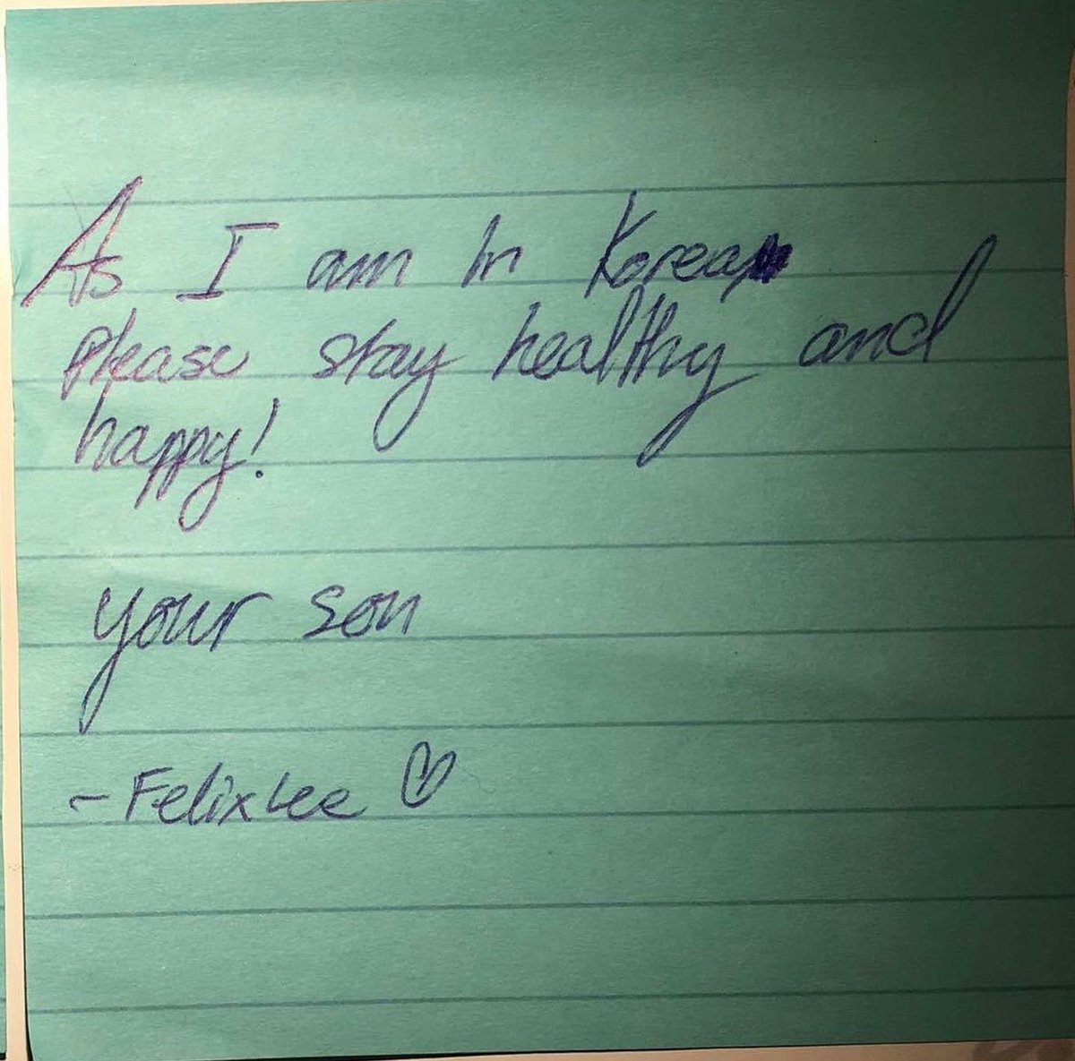 skznewsupdates's tweet photo. It’s been exactly 6 years since Felix flew to Korea alone to be a JYP trainee. This was the letter he gave his mom before he left. 

He’s come a long way in achieving his dreams and now he’s back home to perform in front of thousands of stays. You made it, Felix Lee. 💛 https://t.co/YINJVmt9BA