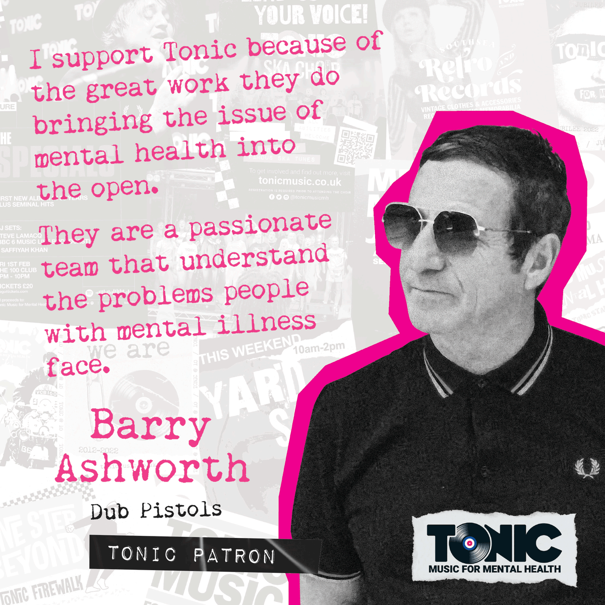 Tonic Patron Barry Ashworth from the <a href="/dubpistols/">Dub Pistols</a>  on why he supports Tonic work. Catch the Dub Pistols at <a href="/WedgewoodRooms/">Wedgewood Rooms</a> in March, <a href="/BeatsandSwing/">BeatsandSwing</a>  
#MentalHealth #Wellbeing #Music