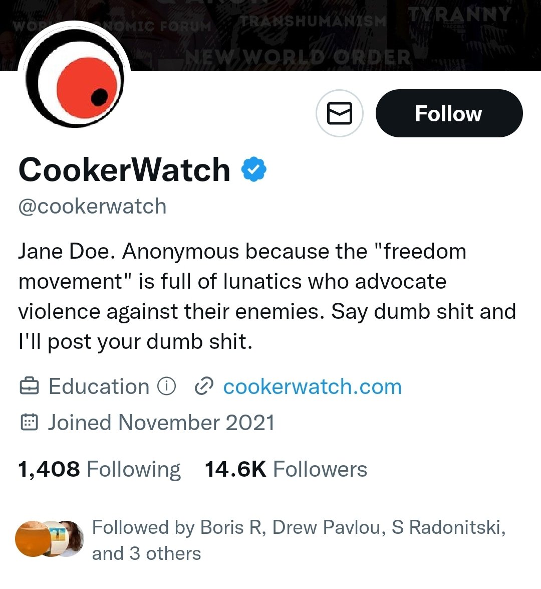 MuslimJinn3's tweet photo. @cookerwatch Your actually anonymous because you can't publicly defend the crap you post . Easy for bots for the govt - interferes in the Labor party - Soros - GetUp - to use the excuse of anonymous .
Call it for what it is - You're A Coward #CookerWatch
BTW - you're easy to find https://t.co/1IWxXswQgj