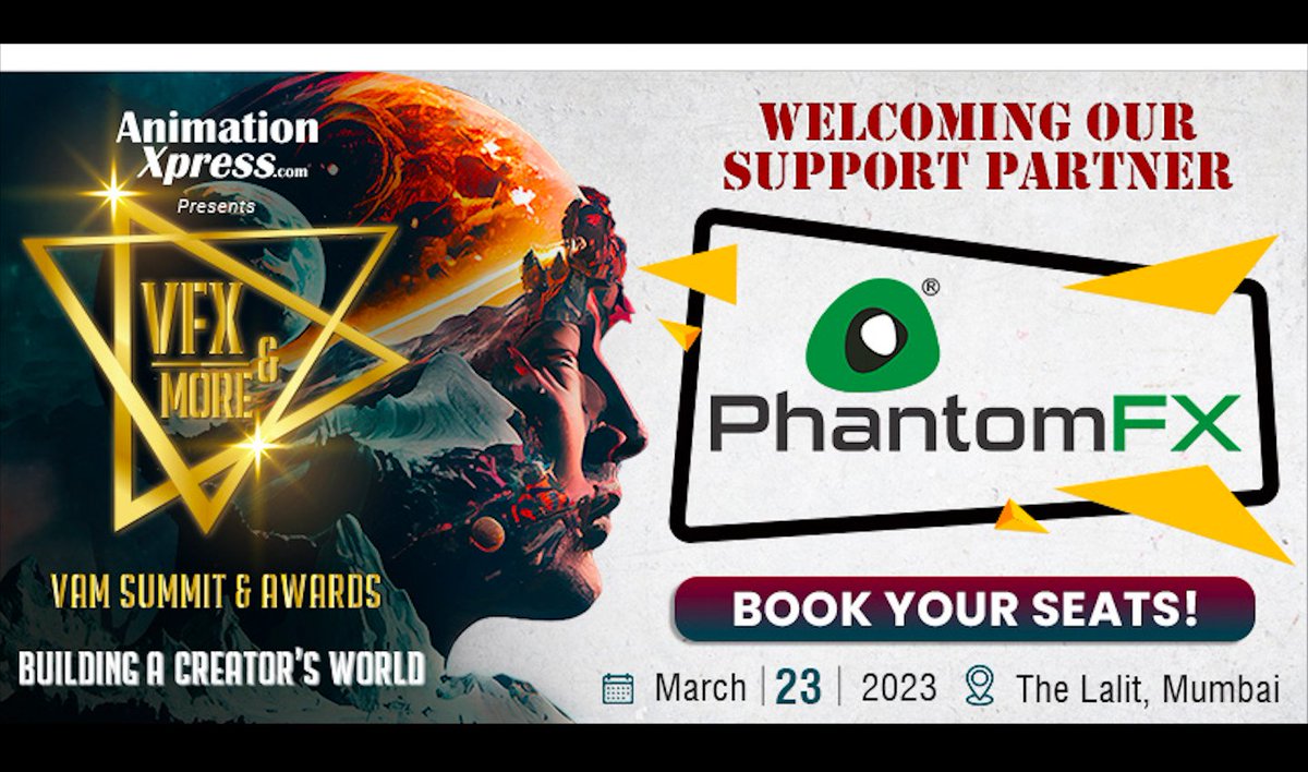 AnimationXpress's tweet photo. Happy to announce PhantomFX as VAM Summit's Support partner

Register Now: https://t.co/pb49d2fey0
Link: https://t.co/mKXV1ErUpO

#VAM #VAMSummit #VFX #Digital #OTT #Movies #Series #Production #VAMAwards #VAMSummitandAwards #VAM2023 #Shows #Bestvfx #VFXSupervisor #Commercials https://t.co/0LBw8m8KLx