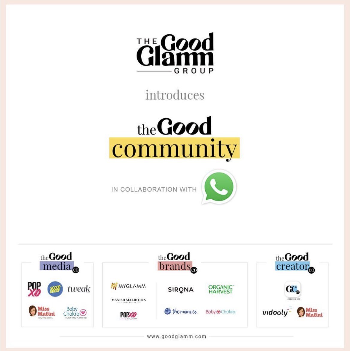 MissMalini's tweet photo. Can’t keep calm because @goodglammgroup has launched #TheGoodCommunity 🤩

Join the waitlist for the Good Community from the 🔗 below

https://t.co/iIHSi4Aem0

@goodglammgroup @myglamm @mybabychakra @sironahygiene @oh_ind @themomsco @stbotanica 
#GoodGlammGroup #TheGoodCommunity https://t.co/QPHbWARjku