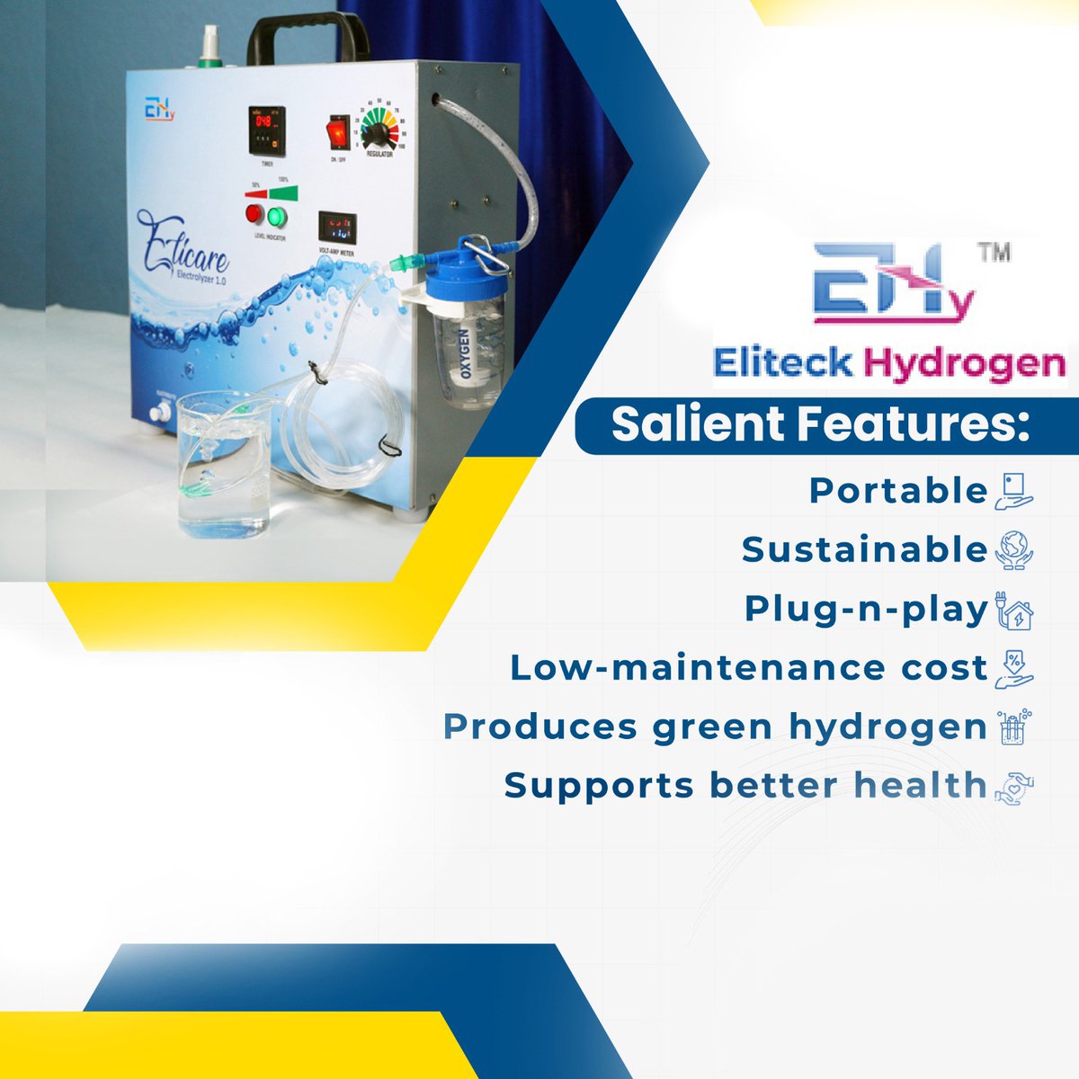 eliteckhydrogen's tweet image. We are elated to announce that Elicare Hydrogen Electrolyzer is ready to launch. Designed for health and wellness, the Elicare Hydrogen Electrolyzer is portable, ensures low-cost maintenance and is user-friendly.

#EliteckHydrogen #HydrogenGenerator #Elicare