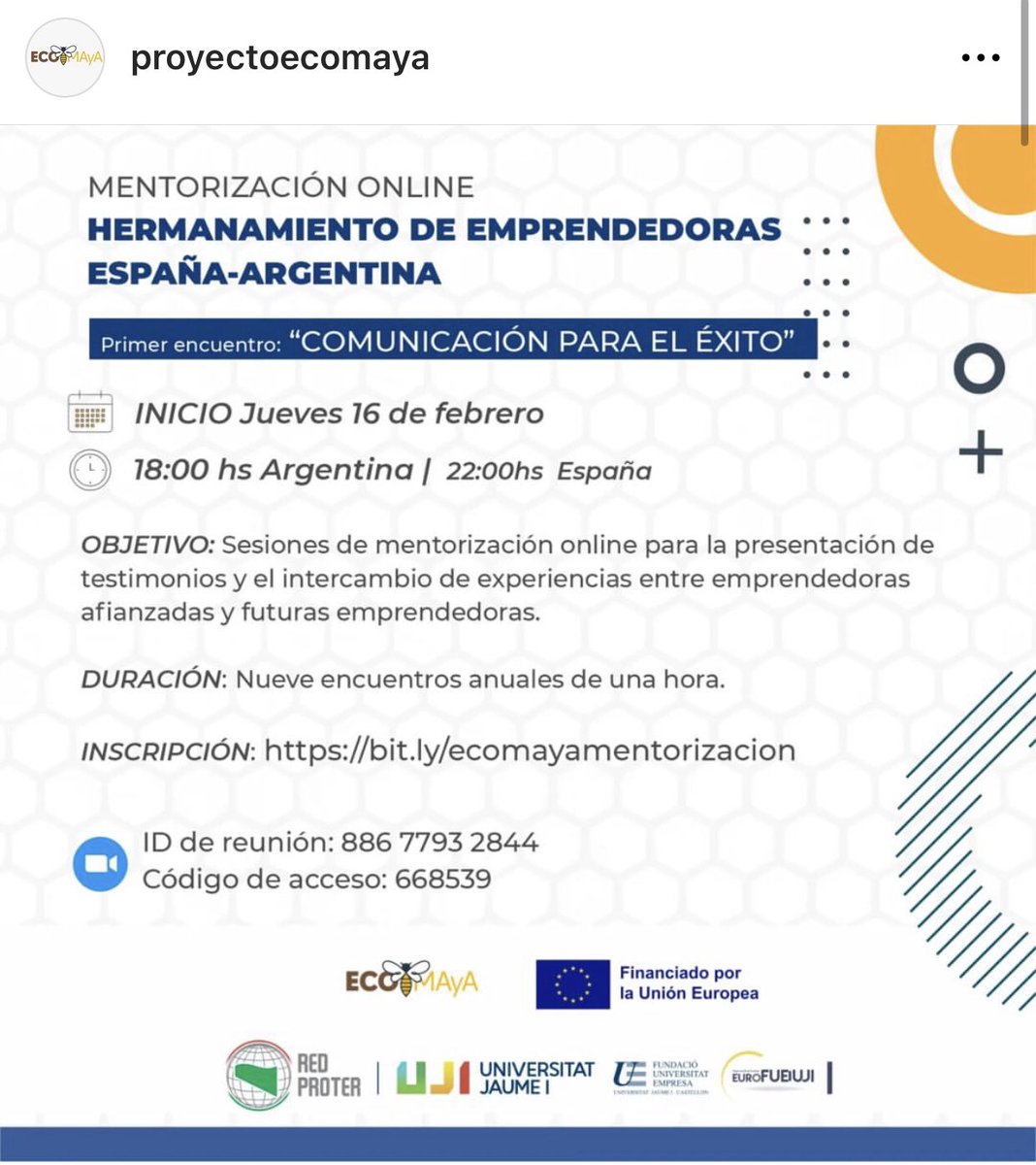 EcomayaProyecto's tweet photo. 😄Los invitamos al Hermanamiento entre emprendedoras en Castellón (España)🇪🇦 y Argentina🇦🇷 a través de la mentorización online. https://t.co/JqKb74ggoF