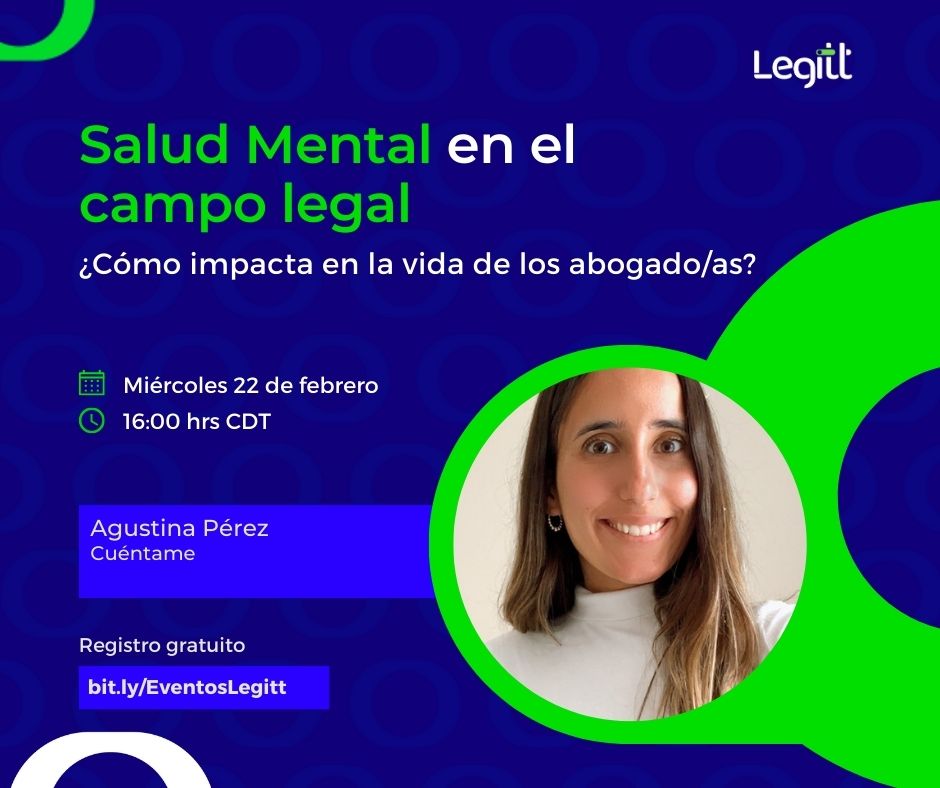Legitt_io's tweet photo. ¿Es la salud mental un tabú para los abogados? 🤔

Conoce cómo alcanzar un equilibrio entre lo personal y lo profesional y cómo mejorar tu productividad laboral en este nuevo #EventoLegitt que tenemos para ti. 

🗓 22 de febrero, 2023. 
👉🏽 Regístrate aquí: https://t.co/Lv7Vq5fNE1 https://t.co/aFsDDZe3L0