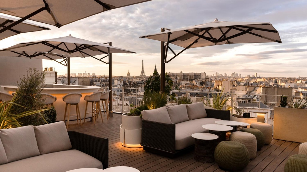 Hôtel Dame Des Arts. Paris
The 360° views from Hôtel Dame Des Arts make it worth a visit – you can see the Eiffel Tower, Sacré-Coeur, the dome of Les Invalides and Notre Dame cathedral from the rooftop. It occupies a restored 1950s building in Saint-Germain.