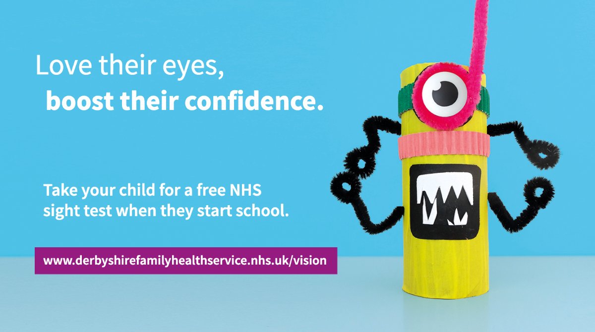 Derbyshirecc's tweet photo. Your child might not know they have a problem with their eyes, so it’s vital to get a FREE NHS #sighttest when your child starts school. They don’t need to be able to read to get their vision checked. Find out more: https://t.co/39WDWulmil https://t.co/nWHuqbjbTo