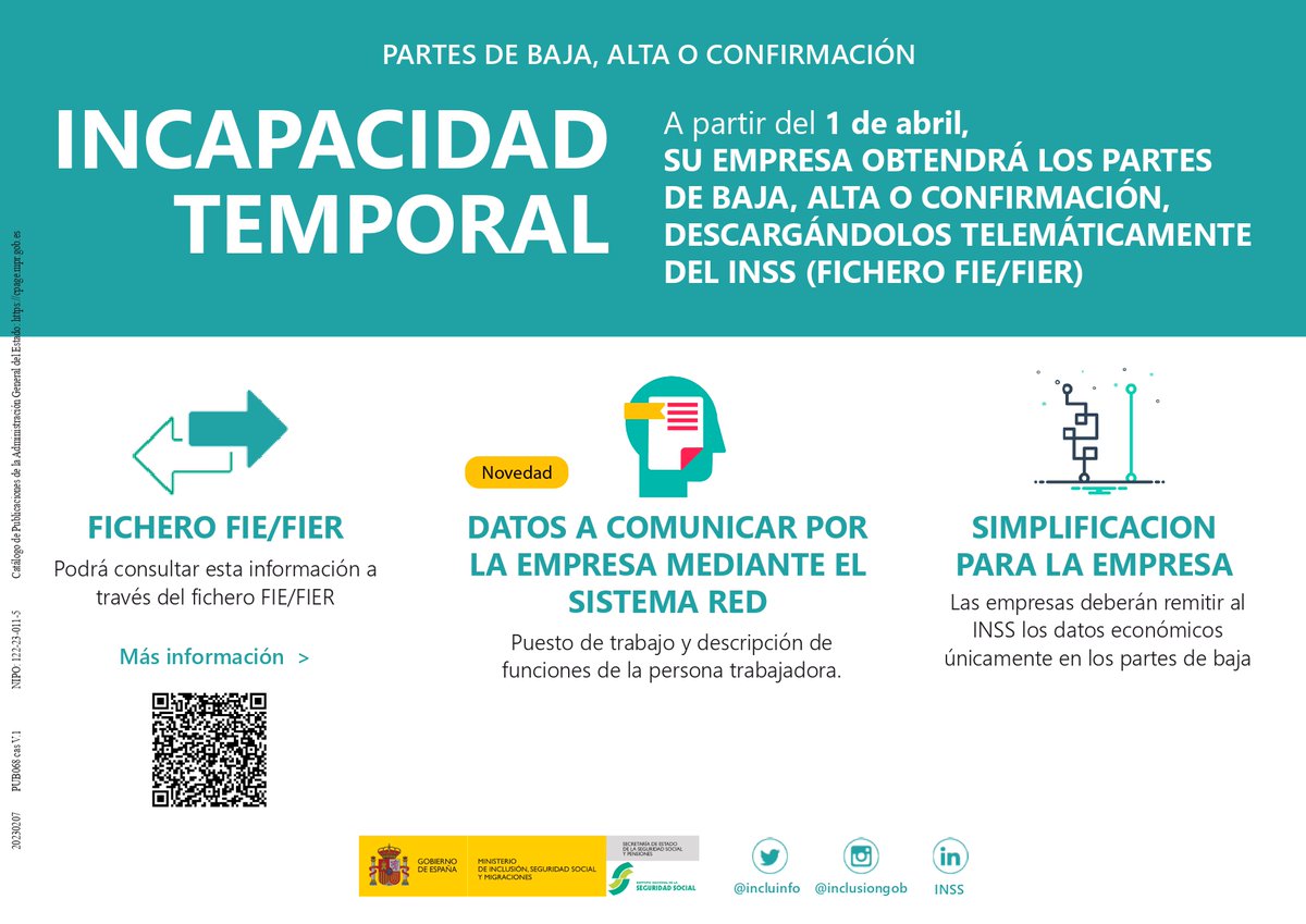 apmallorca's tweet photo. ⚠️ATENCIÓ⚠️

A partir de l'1 de abril 🗓️

La persona treballadora no està obligada a presentar a la seva empresa els comunicats de baixa, alta o confirmació de la seva incapacitat temporal 🤒https://t.co/n1PFtf0XbB

@inclusiongob 🌈 https://t.co/0z562mjHrD