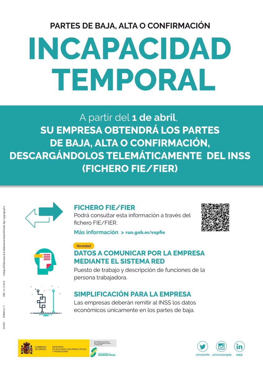 apmallorca's tweet photo. ⚠️ATENCIÓ⚠️

A partir de l'1 de abril 🗓️

La persona treballadora no està obligada a presentar a la seva empresa els comunicats de baixa, alta o confirmació de la seva incapacitat temporal 🤒https://t.co/n1PFtf0XbB

@inclusiongob 🌈 https://t.co/0z562mjHrD