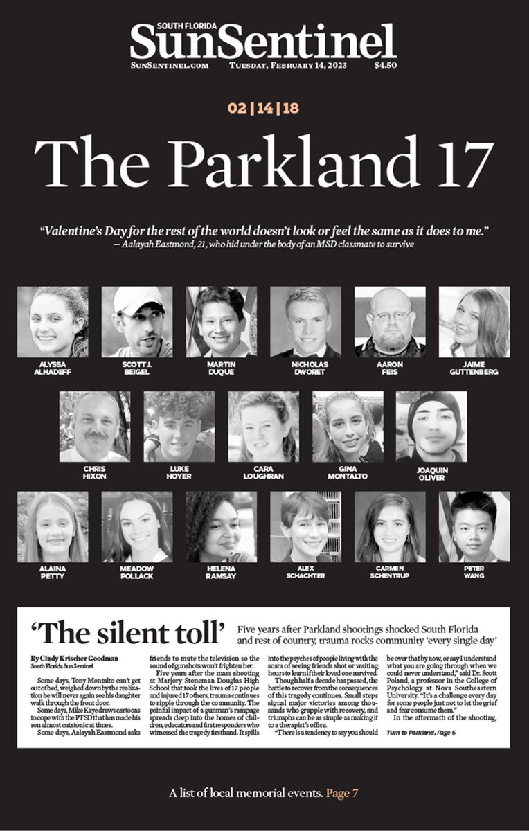 'Valentine's Day for the rest of the world doesn't look or feel the same as it does to me.' Five years ago today. Never forget. #MSD #parkland #MSDStrong