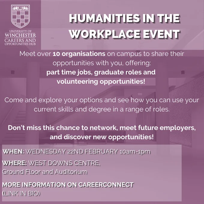 Image from Careers and Opportunities Hub (@_UoWcareers)
