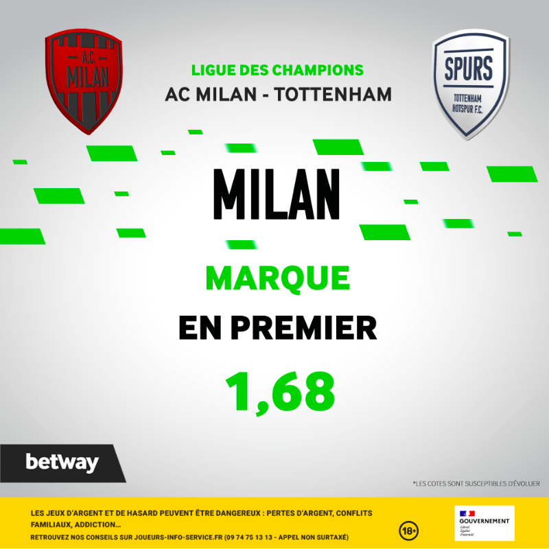 Betway_Fr's tweet photo. Ce soir, c'est le retour de la LIGUE DES CHAMPIONS ! 🌟

Avec un programme INCROYABLE 🔥 : 

👉 PSG - Bayern 
👉 Milan - Tottenham

Quels sont vos pronos ? ✅