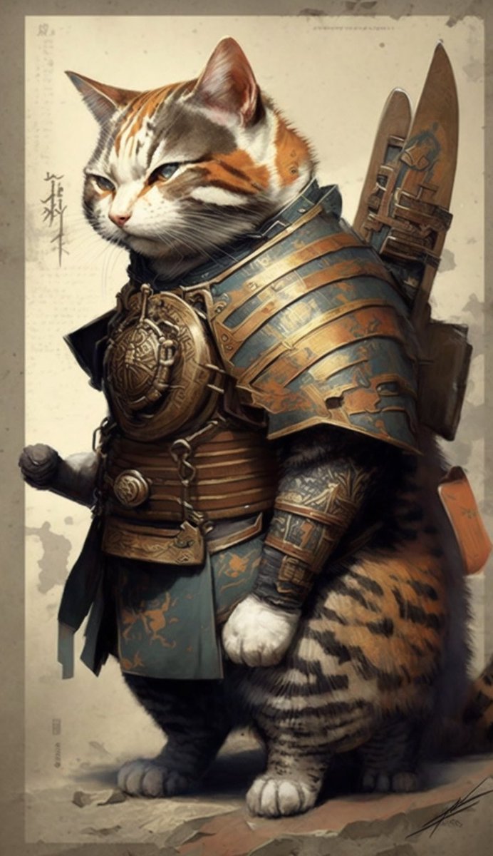 Midjourney_FR's tweet photo. iA x Cat Samouraï Character 🐈⚔️🎌

#iA #Ai #AIArt #midjourney #midjourneyAi #midjourneyV4 #midjourneyart #midjourneyartwork #Art #PP #Wallpaper https://t.co/beo7Yapix0