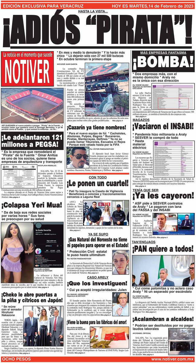 NOTIVER's tweet photo. #HASTA LA #VISTA
EN #MES Y #MEDIO LO #DEMOLERÁN
Y LO #HARÁN #MÁS #CHICO
LO #DEJARÁN #SÓLO CON 27 #MIL 500 #BUTACAS
EN #OCTUBRE #TERMINAN LA #PRIMERA #ETAPA https://t.co/v0JWnCSRfF