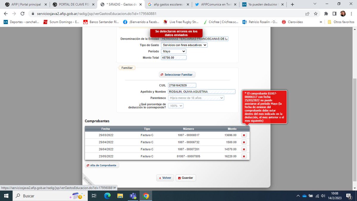 74_par's tweet photo. @AFIPcomunica te computa  lo ingresado en mayo como marzo y tira error.... https://t.co/TX9jL25EHv