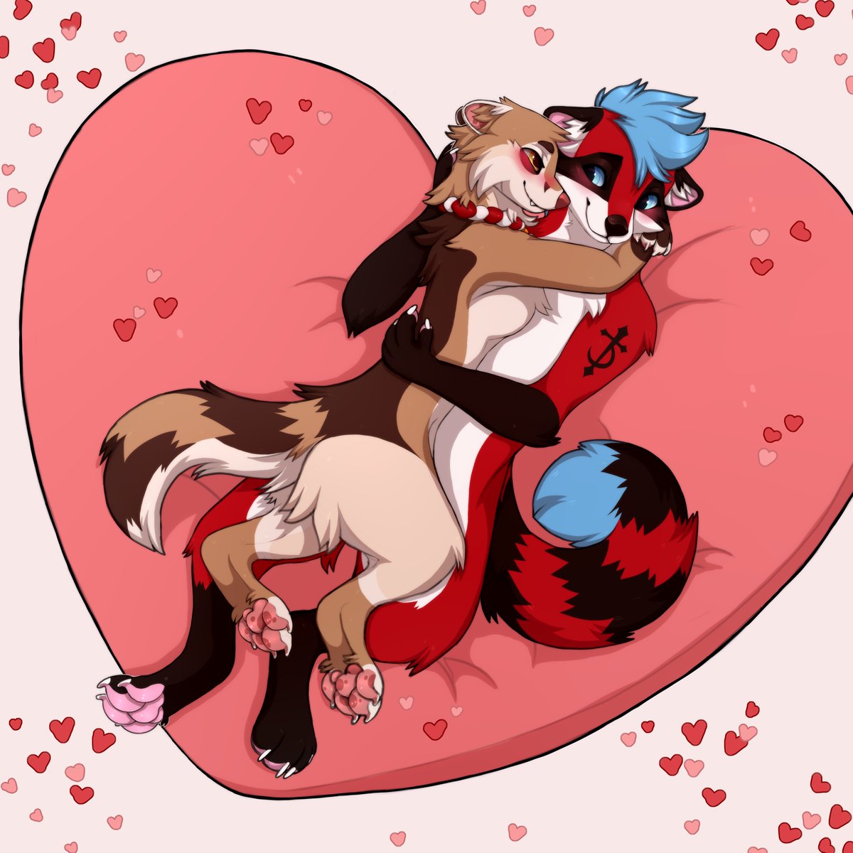 TakahiroReta's tweet photo. Happy Valentine's day 💕

#furry #furryart #furryfandom #valentines #hearts #love #couple #raccoon #ferret #feral #anthro #paws #digitalart #valentineday #female #male https://t.co/mm1bWrF9nW
