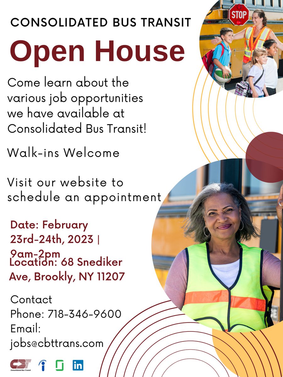 We're having an Open House in our Brooklyn and Bronx locations!

Bronx: Feb. 22nd, 2023 from 9am-2pm

Brooklyn: Feb. 23rd-24th from 9am-2pm

We hope to see you there!

#bronx #brooklyn #career #education #CDL #CDL2023