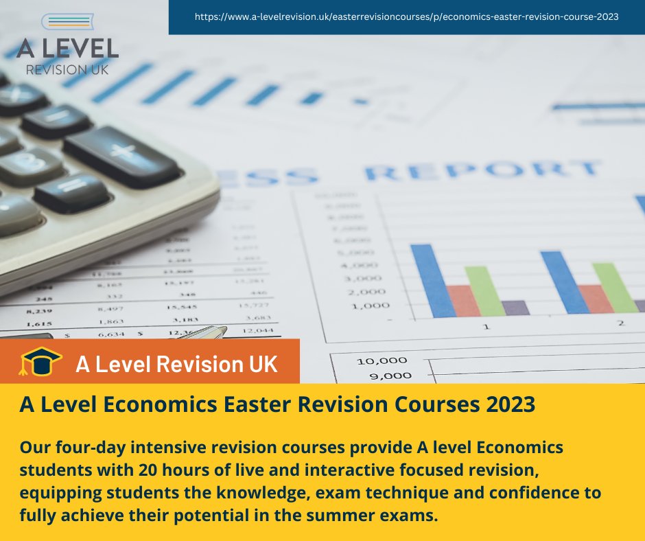 A Level #Economics Easter Revision Courses 2023 | A Level Revision UK

Our four-day intensive revision courses provide A level Economics students with 20 hours of live and interactive focused revision

a-levelrevision.uk/easterrevision…

#alevelbusiness #alevelbusinestudies #businesscourse