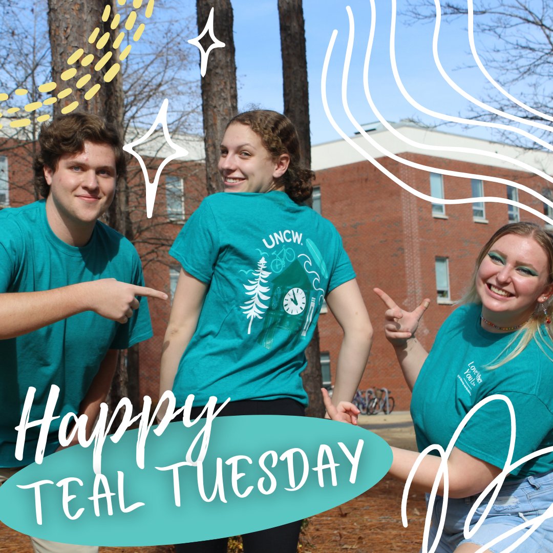UNCWHRL's tweet photo. Happy Teal Tuesday!!
There are two ways to participate: wear teal around campus and be on the lookout for our teal spotter or post on your Instagram Story wearing teal and tag us!
#uncw #uncwhrl #lovewhereyoulive https://t.co/r1i49Nqsrs