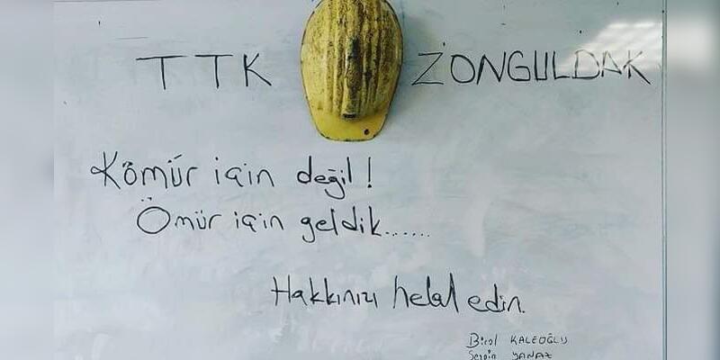 cnnturk's tweet photo. Madencilerden tahtaya ağlatan not: "Kömür için değil, ömür için geldik!" https://t.co/7Clahm9sbI https://t.co/GluHdPDaAT