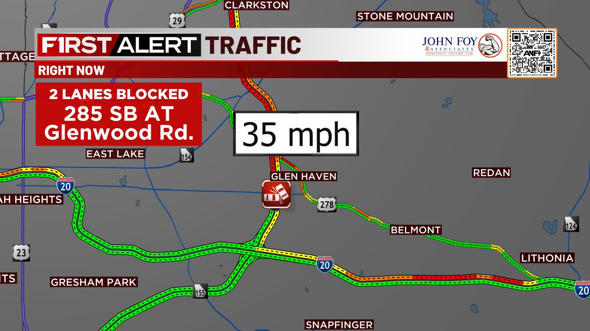 Atlanta News First on Twitter "RT Cjacobazzi_wx Crash on I285 SB AT Glenwood Rd. causing