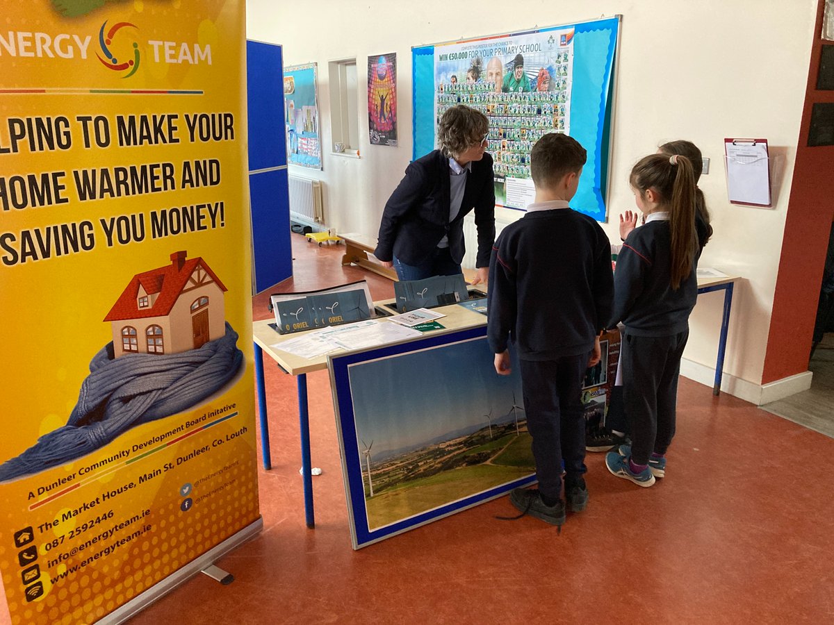 EnergyTeamIE's tweet photo. Thank you to the staff and pupils of St. Paul's N.S., Walshestown, Co. Louth for inviting The Energy Team to present an exhibition on what we and our partners are doing to educate and inspire all ages to address climate change.  Supported by https://t.co/wL7sQ2PPiL https://t.co/X8IaNnerDk