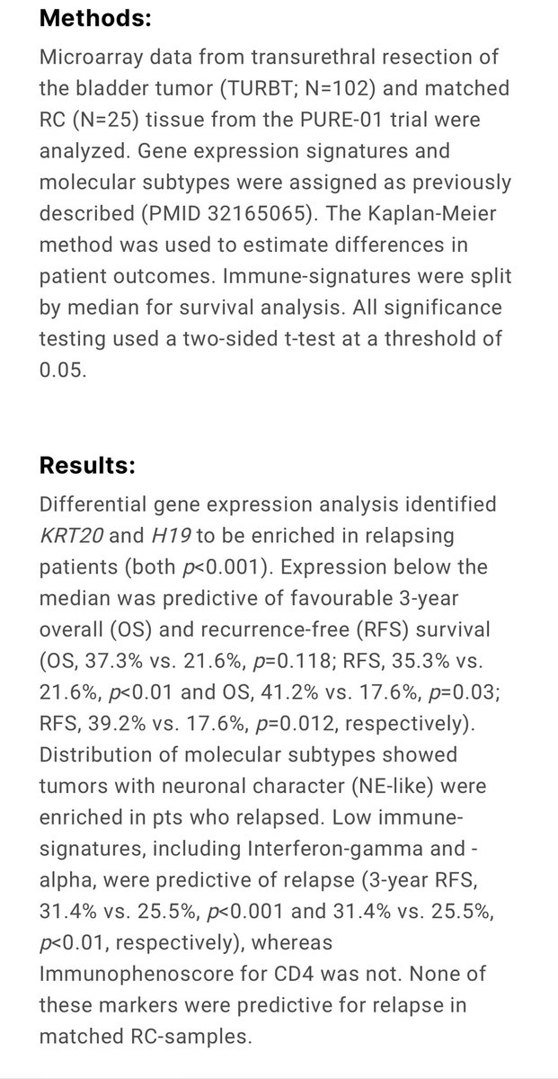 Congrats Moritz Reike and <a href="/Decipher_VCYT/">Decipher by Veracyte</a> <a href="/ewanagibb/">Ewan Gibb</a> for putting light on baseline features of patients relapsing after neoadjuvant Pembro and RC in #MIBC #PURE01 <a href="/ASCO/">ASCO</a> <a href="/urotoday/">UroToday.com</a>