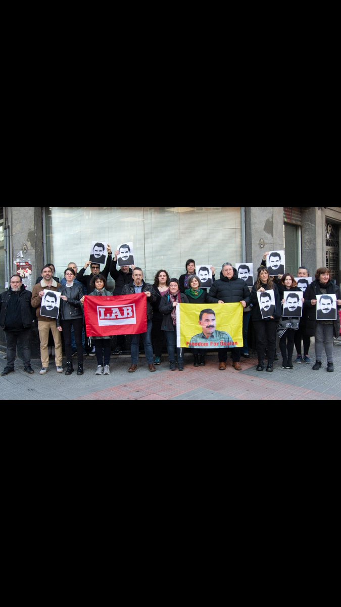 ParevSole's tweet photo. Six #Basque #tradeunions, #LAB, #ELA, #CCOOeuscadi, #ESKEuscadi, #UGTEuscadi and #Steilas launched a manifesto demanding freedom for Abdullah #Ocalan on the 24th anniversary of his capture in Kenya. #FreedomforÖcalan @ocalanfree https://t.co/DR5YFKhr3W