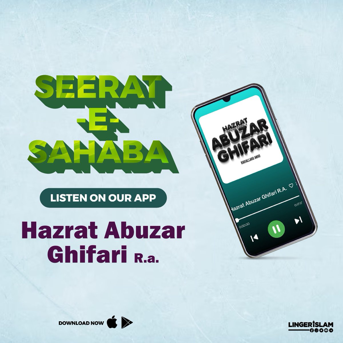 MillatCo's tweet photo. "Listen now to the intersting story of our hazart abuzar Gifari R.A. and know about his belief and and teachings
"
Only on Sukoon at lingerislam App!!.
Download now to listen for free!!!
link in bio
#lingerislam #linger #muslim #islam https://t.co/a3kbGzTitn