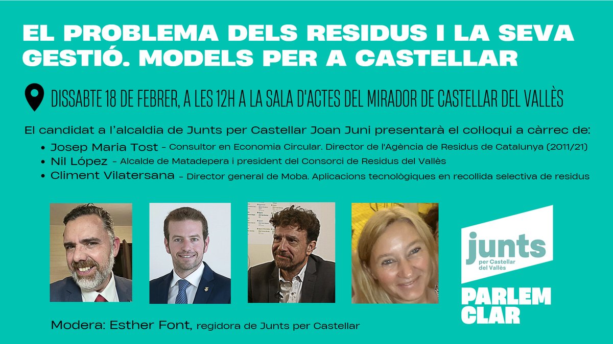 joan_juni's tweet photo. Tenim nou conferenciant, en Climent Vilatarsana, director general de MOBA, empresa internacional ubicada a Castellar del Vallès, especialitzada en aplicacions tecnològiques en recollida selectiva de residus. https://t.co/dasD6OmpCK