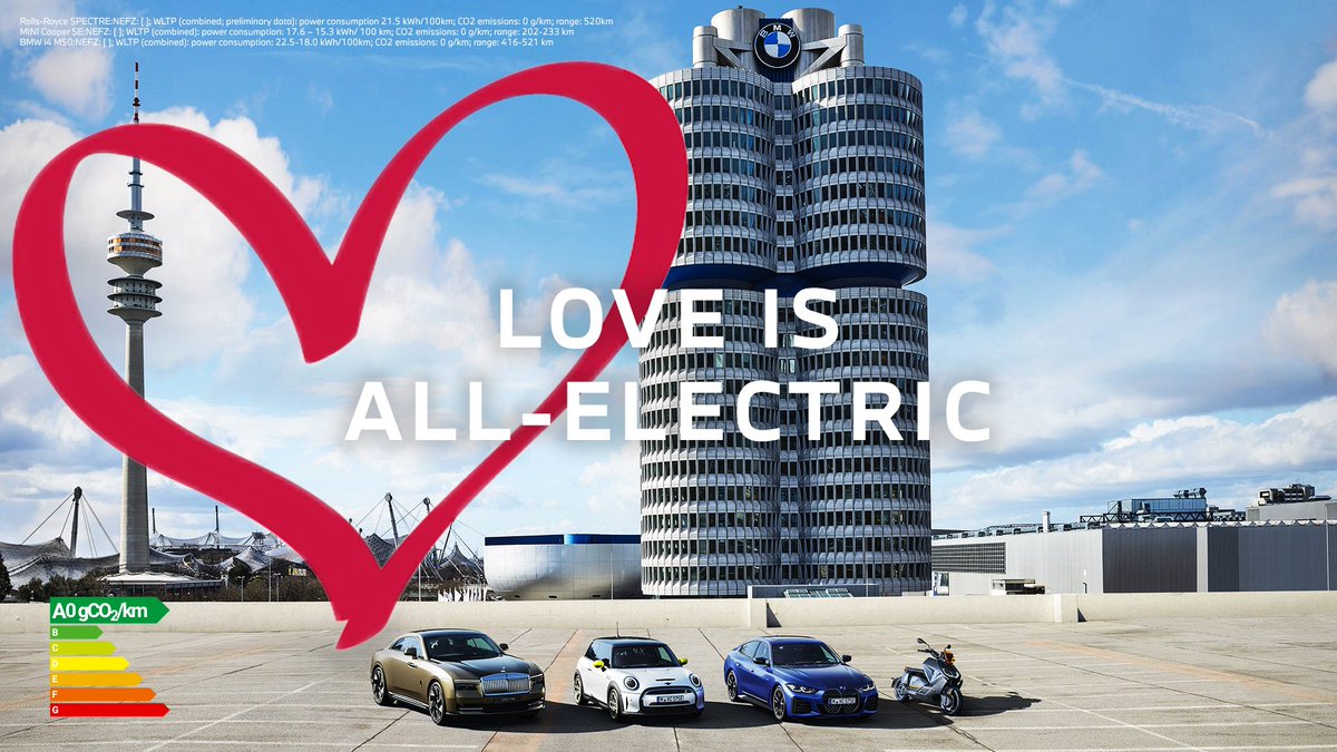 BMWGroupFrance's tweet photo. 💖 Joyeuse #SaintValentin ! 💝
De la #RollsRoyceSpectre à la #MINISE, en passant par la #BMWi4 ou le #BMWCE04... Parmi la gamme 100% ⚡️ made in #BMWGroup, quel est votre coup de foudre pour électriser votre quotidien ? #Electromobilité #EV https://t.co/2CzeLHbrEX