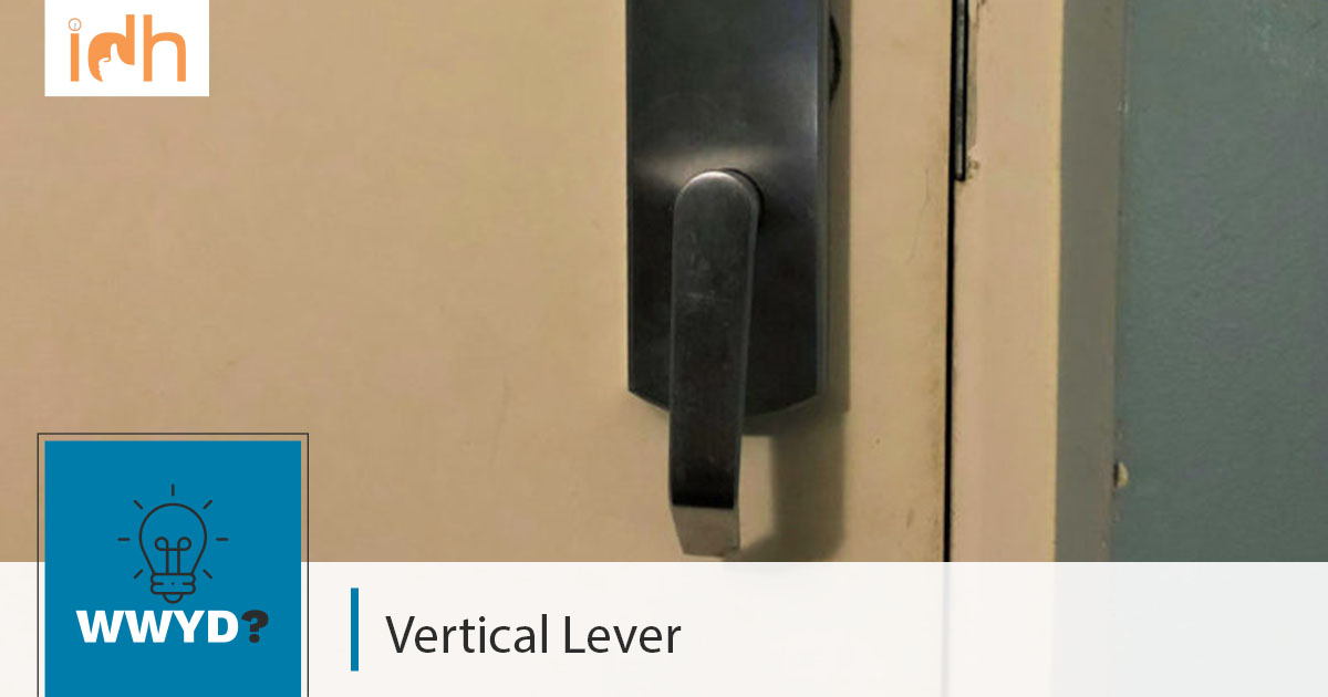 Bucknutmike's tweet photo. Have you seen lever handles installed vertically?

A fire marshal asked if the lever being in this position was against the code.

See what others have to say here: https://t.co/GLzL9NuROz

#iDigHardware #VerticalHandles #CodeOfficials #iDigHardwareWWYD https://t.co/yKbA0vcheK