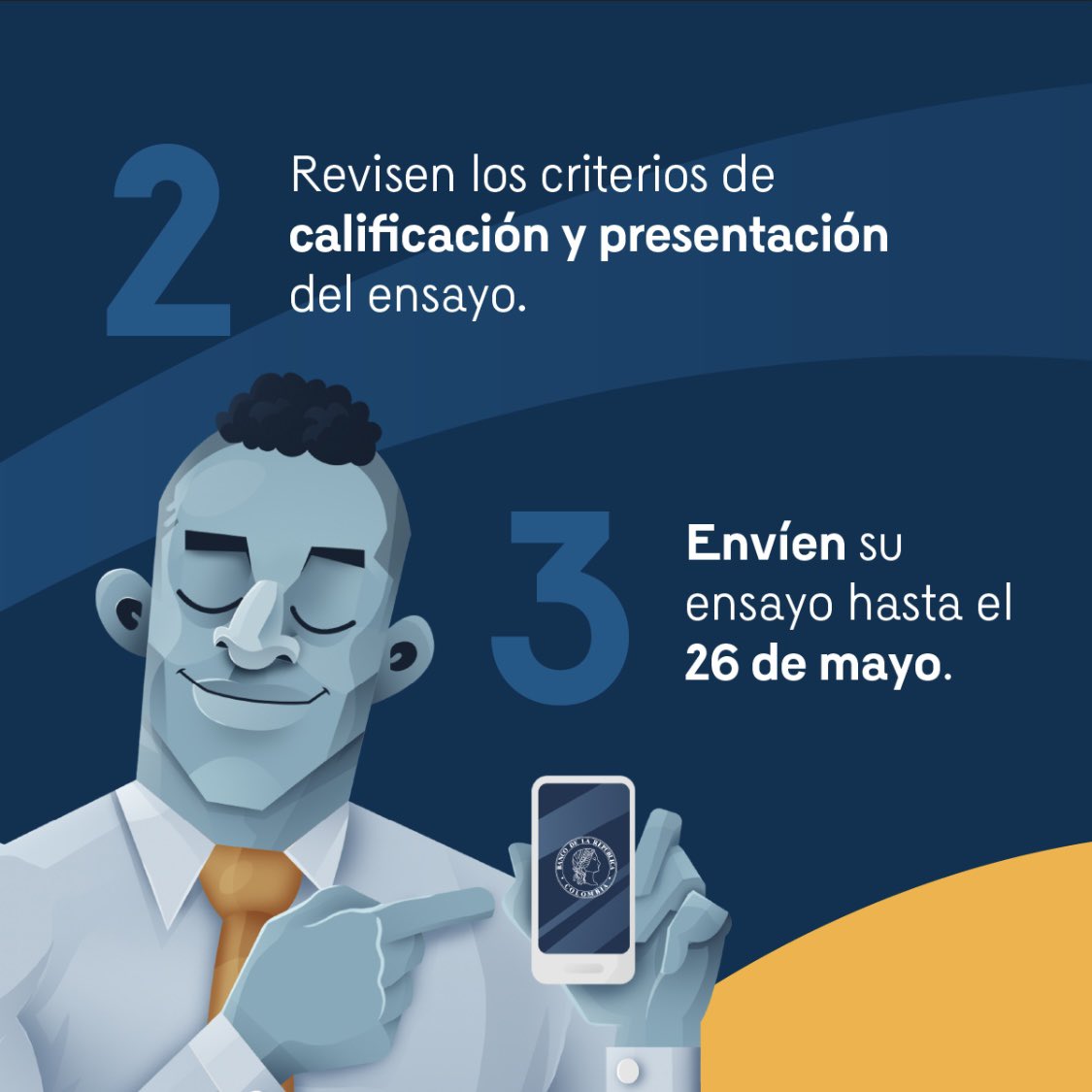 BancoRepublica's tweet photo. 📚#BanRepEduca | El concurso 'De la Banca Escolar a la Banca Central' ya está #AlAire.
¿Creen ustedes que la confianza en el @BancoRepublica ha sido importante para nuestro bienestar en estos 100 años? ¿Por qué? Este será el tema del concurso. 
Participe👉 https://t.co/8zUOZRG02N https://t.co/eNO17PlOLT