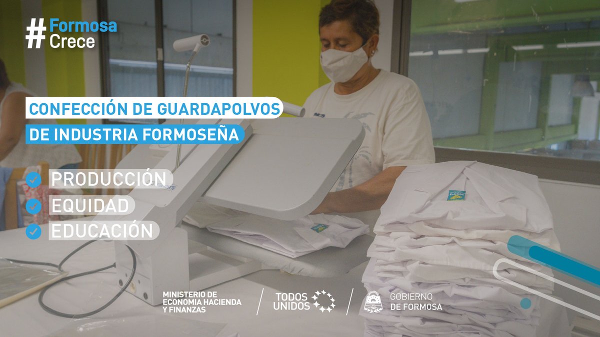 MinEcoFsa's tweet photo. 🙋♂️🥼En el marco del #CicloLectivo2023, el Programa #Fontex confeccionó un total de 150.000 guardapolvos para alumnos del ciclo inicial, primario y docentes que recibirán junto con los kits escolares. Esto fortalece el #desarrollo de la #industriatextil de #Formosa. https://t.co/UmV51FhhtQ