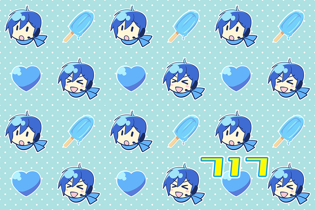 kaito (vocaloid) > < blue scarf 1boy male focus food smile heart  illustration images