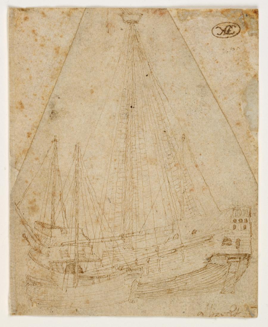 A pictorial representation of how our maritime cases appear in written sources. Captivating and somewhat vague.

Drawing of a ship and sailing boat c. 1520-1530, Museum Boijmans van Beuningen (Rotterdam).
#twitterstorians #earlymoderntwitter #medievaltwitter