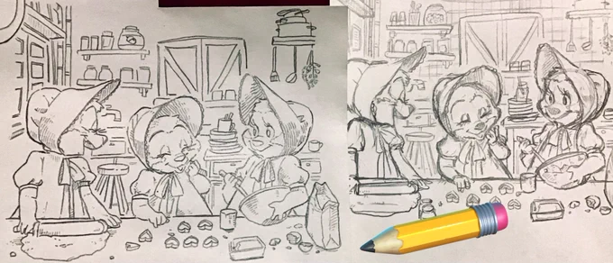 細かい(当社比)背景グワー描きたかったのでアナログ線画に加えてちゃんとした下書きもした。 