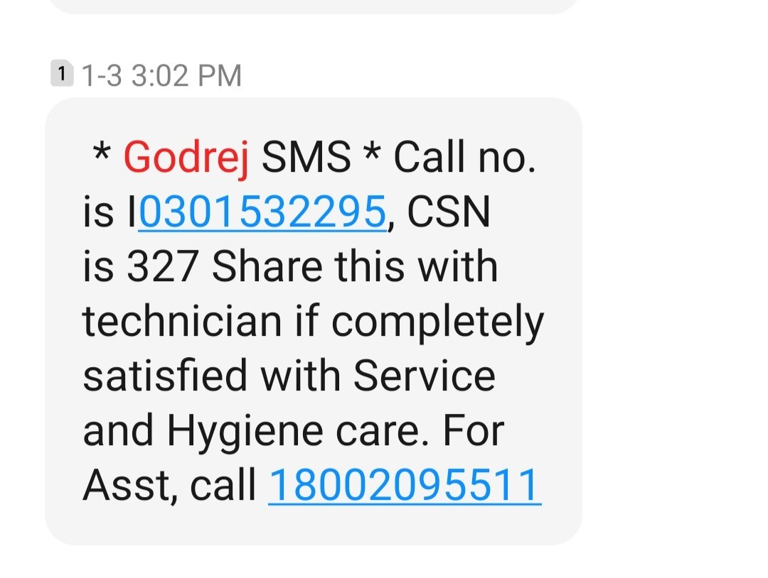 sameerjdp's tweet photo. @GodrejAppliance My Fourth complaint
@GodrejAppliance 
I0301532295 Date 03.01.2023 https://t.co/kc54hp5jHQ