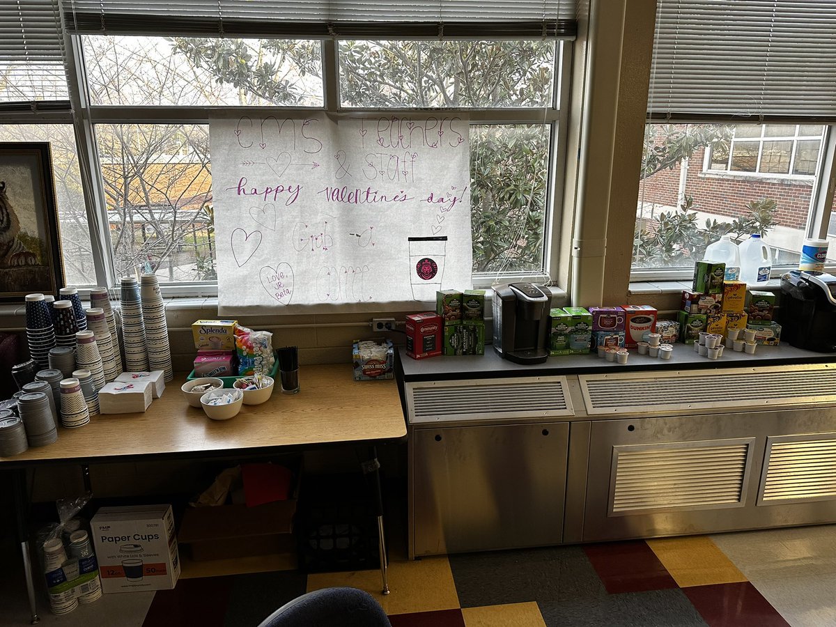 CentralJrBeta's tweet photo. Junior Beta is giving the teachers at @Central_Magnet a "heart attack" this morning with a coffee bar for Valentine's Day! ❤️ https://t.co/VZ1tkrXvjt