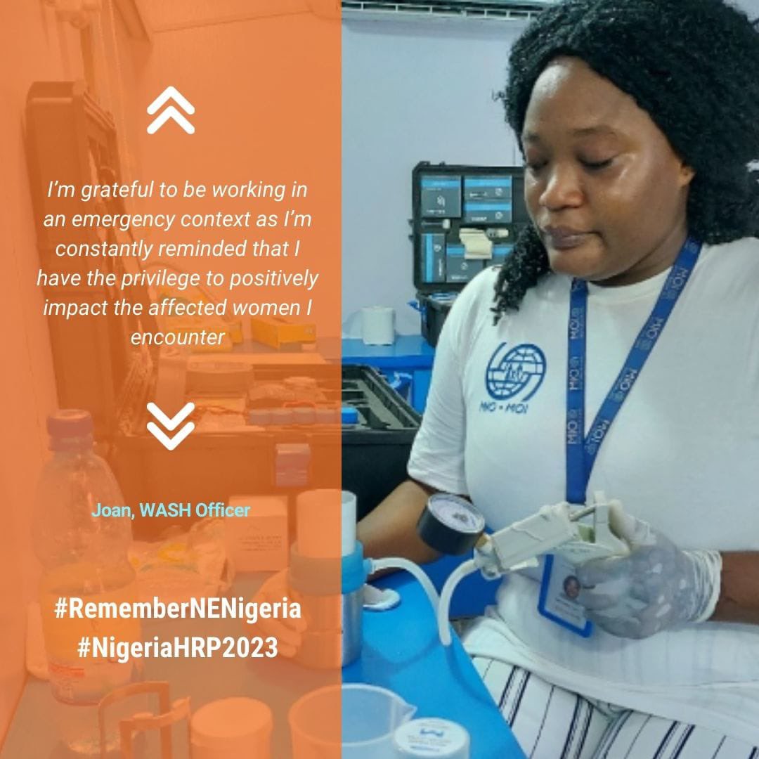 TheSafetyChic's tweet photo. 2. WASH Officer: In the wake of conflict and disaster, water, sanitation, and hygiene (WASH) are essential to health, dignity, and life. #RememberNENigeria #NigeriaHRP2023 https://t.co/oMUoeIRBK3