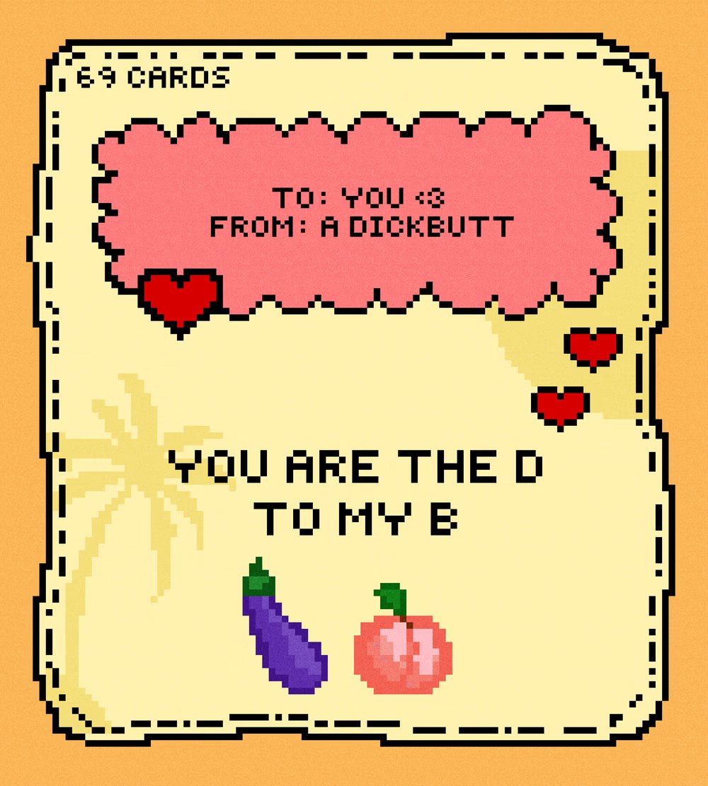 Found this superb card for valentine's day and wanted to give one to my beloved wife <a href="/MrsArsonic/">Mrs. Arsonic</a> who support me and pull up with all my shit on a daily basis. Love you honey and you are the D to my B ❤️❤️

ps: card not from me, a friend showed it to me :)

app.manifold.xyz/c/cryptodickbu…