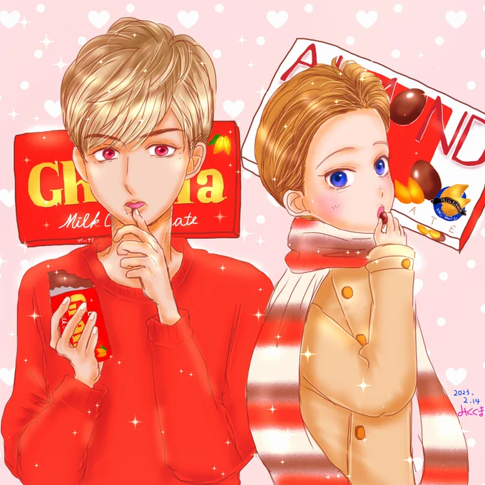 ハッピーバレンタインガーナチョコとアーモンドチョコあなたはどっち?(^q^) #バレンタイン  #HappyValentine 