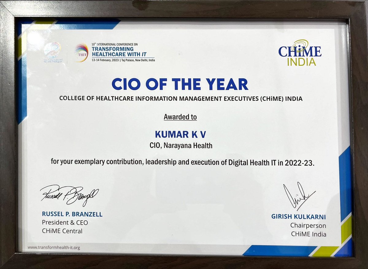KumarKV79's tweet photo. @CIOCHIMEINDIA @GK_vCIO @ns_arvind @AshokkanVRS @KopparGirish @CIOCHIME @CHIMECEO @kfraidenburg @KaliDurgampudi @janedwelly @BalajiUppili @abihealth @GirishnraoN Thank @CIOCHIMEINDIA for recognition https://t.co/pzFbGHeVS8