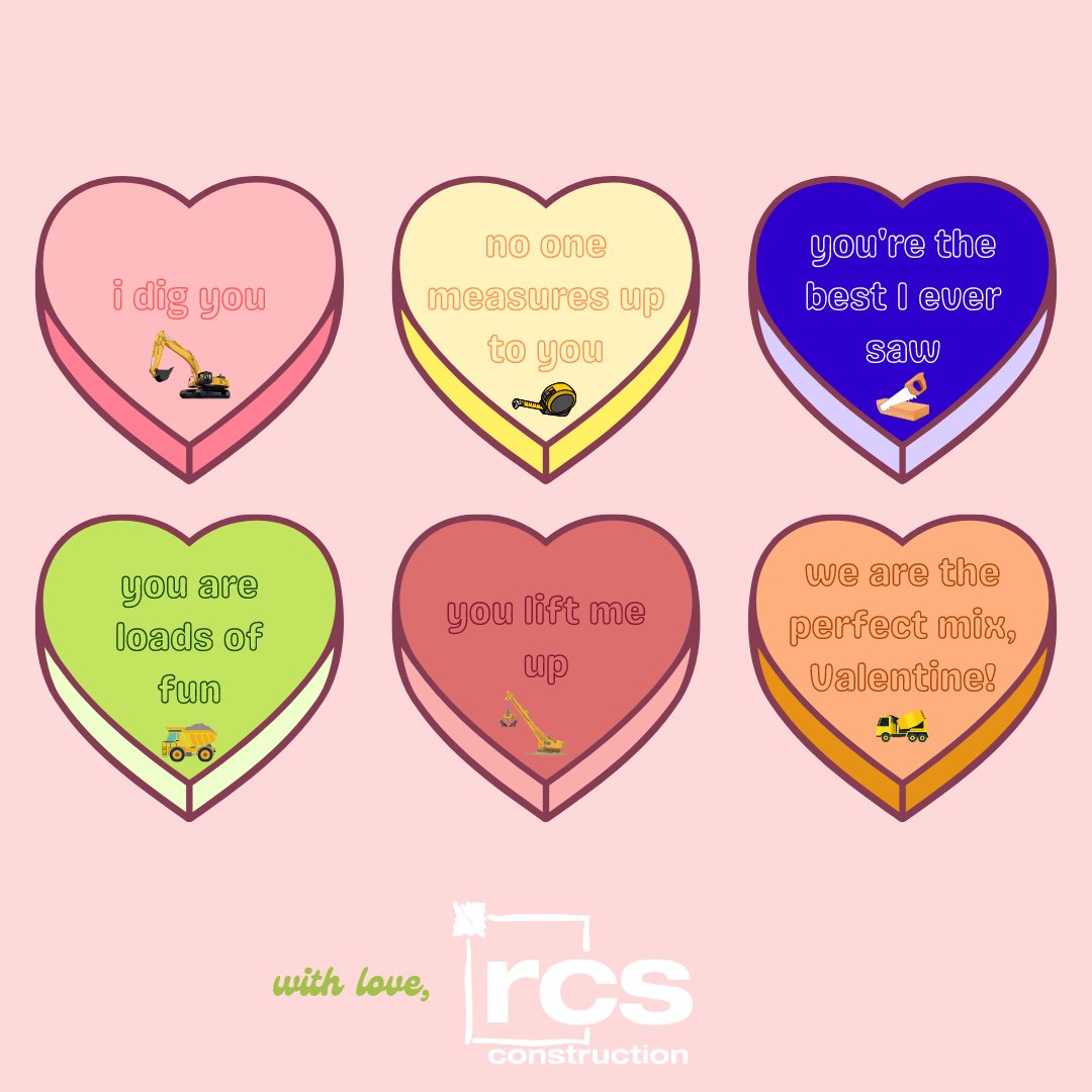 rcsConstruction's tweet photo. Happy Valentine's Day from your friends at rcs! We hope you enjoy these "sweet" puns😄💚💙
#happyvalentinesday #generalcontractor #constructionhumour https://t.co/GwsD3Hi0tm